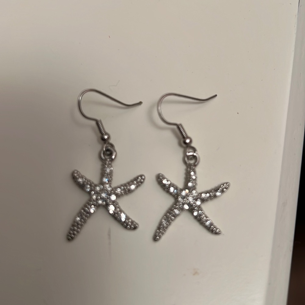 Silver starfish earrings